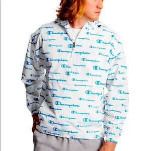 SEALED Champion Packable Windbreaker Jacket, All Over Logo, NWT $55